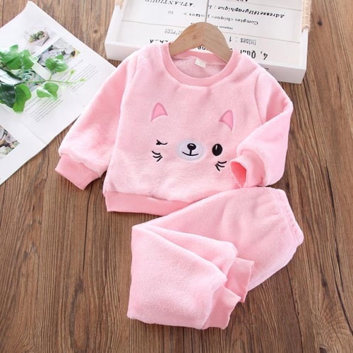 Cute Cartoon Bear Pajamas Woman Thick Fleece Winter Warm Sleepwear