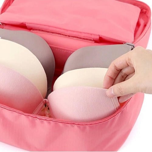 Travel Underwear Organizer Bag Multifunctional Travel Bra Underwear Storage  Bag Portable Socks Lingerie Pouch,Pink