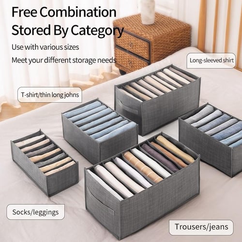 16 Grid Underwear Storage Box With Cover, 3 Pack Dresser Drawer Dividers,  For Clothes Jeans Sock Bra Lingerie, Closet Organizers, Washable Foldable :  : Home & Kitchen