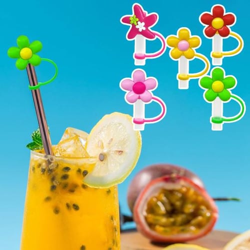 9pcs Silicone Straw Cover Kawaii Straw Cover Cartoon Straw Topper