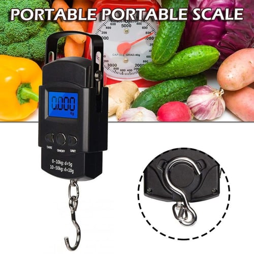 Commercial Grade Heavy Duty Digital 110lb/50kg Capacity Hanging Scale with  Backlit and Measuring Tape for Luggage Fish Fishing with Comfortable Handle  and Large Hook