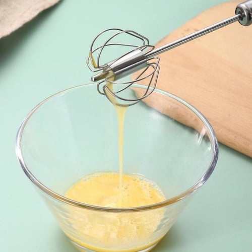 1pc Stainless Steel Semi-automatic Egg Beater Handheld Kitchen