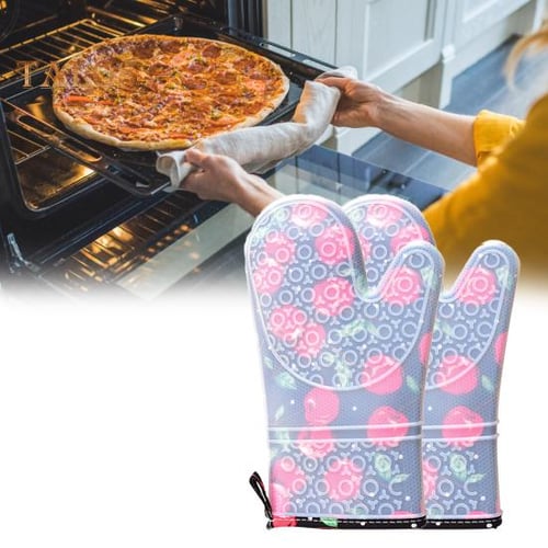 Silicone Kitchen Set, High Heat Resistant Pot Holders Oven Mitts, Non-Slip  Anti Scalding Cotton Glove