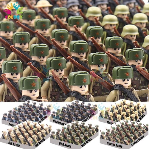 WW2 24pcs/Lot Military Soldiers Building Blocks Set Weapons Soviet