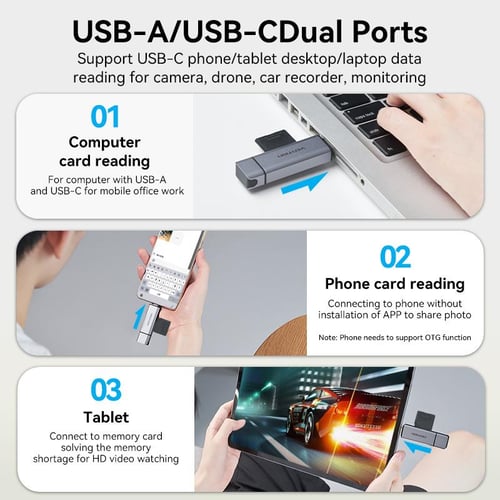 Card Reader 4 Slot USB-C SD - USB 3.1 - USB Card Readers, Hard Drive  Accessories