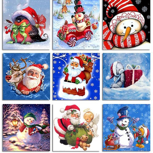 Christmas DIY Diamond Painting Kits for Adults,Friends of The Forest 5D  Snowmen Full Round Rhinestone Drill Kits Cross Stitch Mosaic Art for Home  Wall