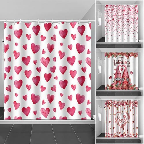Bathroom Shower Curtain with Hooks Water-Resistant Standard Size