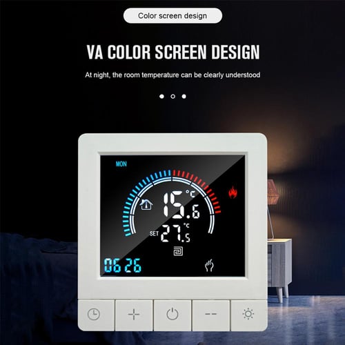 WiFi Intelligent Thermostat with RGB Colorful LCD Display Electric Heating Thermostat Indoor Constant Temperature Controller Digital Programmable