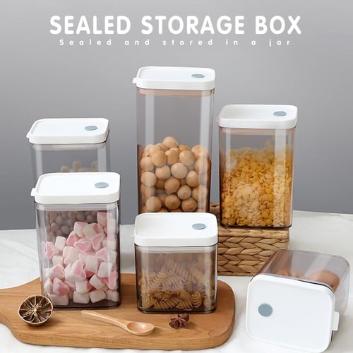 Airtight Food Storage Container,Food Storage Box Multigrain Storage  Tank,Plastic Transparent Stackable Kitchen Sealed Jar