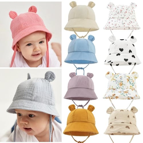 Baby Bucket Hat For 3-12M New Spring Baby Boys Girls Sunshade Hat Cute  Cartoon Bear Print Outdoor Summer Kids Hat Fishing Cap