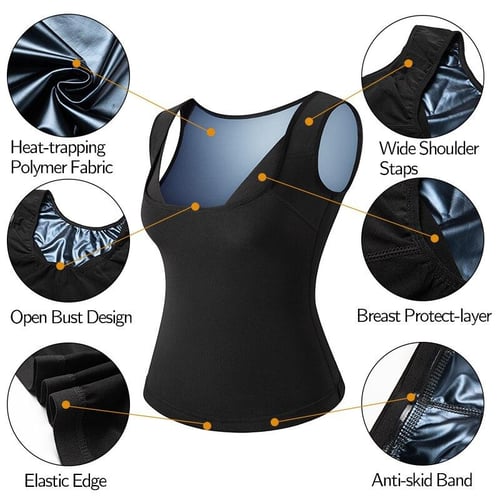 Cheap Sauna Suit for Women Sweat Vest Hot Polymer Waist Trainer Slimming Body  Shaper Heat Trapping Workout Tank Top Shapewear with Zipper Fitness Shirt