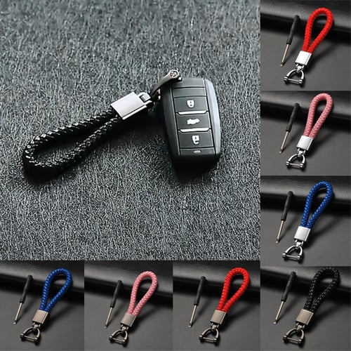 Car Key Holder Key Rings Key Chain Hand Woven Horseshoe Buckle Keychain Car  Keyring Gift Creative Auto Accessories - Buy Leather Rope Keychain For Car