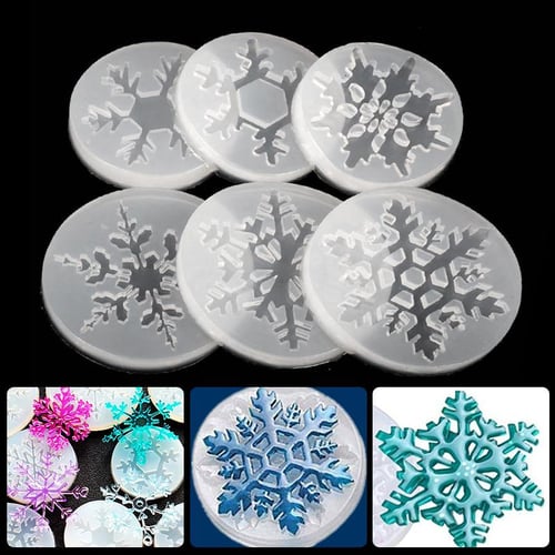 6pcs Silicone Christmas Snowflake Mold Pendant Jewelry Making