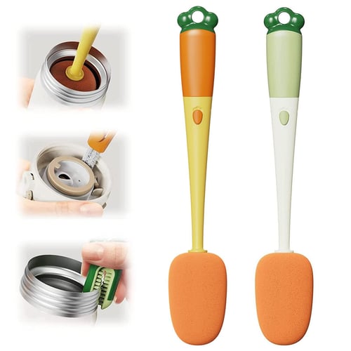 Bottle Cleaning Brush, 3 In 1 Multifunctional Cute Carrot Cup Lid