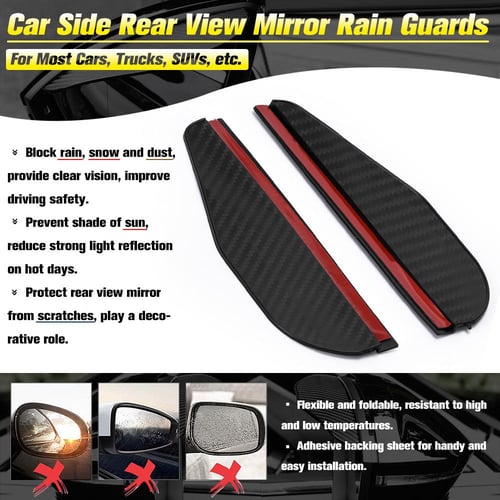 2pcs Car Side Rear View Mirror Rain Eyebrow Visor Carbon Fiber