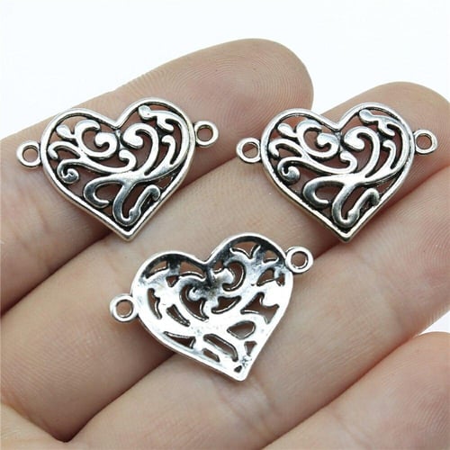 10pcs Charms Heart Connector 27x19mm Antique Making Pendant Fit Vintage  Tibetan Silver Color DIY Handmade Jewelry - buy 10pcs Charms Heart Connector  27x19mm Antique Making Pendant Fit Vintage Tibetan Silver Color DIY