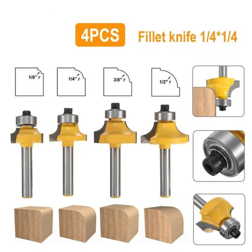 Roundover Router Bit Set (4-Piece)