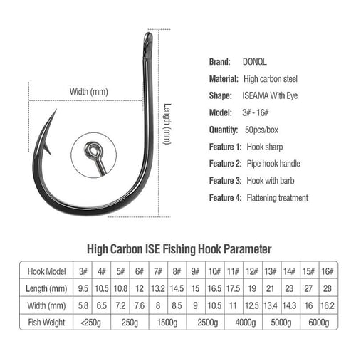 Fishing Hooks Fishhooks 50 Pcs Fishing Crank Hook Barbed Fishhook Fishing  Tackle Big Eye Sharp High Carbon Steel Fish Hook Single Hooks Carp