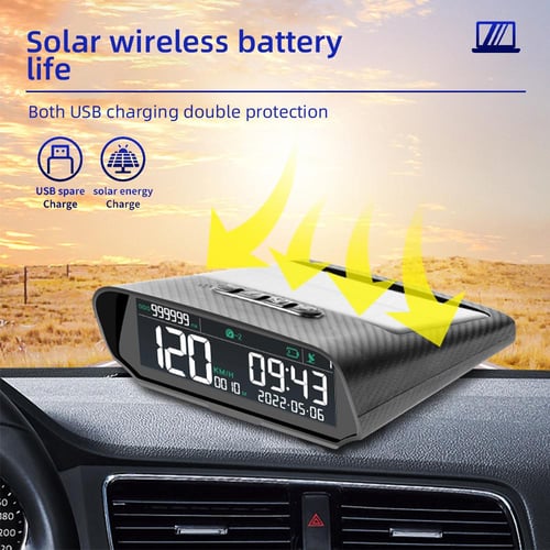 S100 Car Wireless HUD Time Date Speed Total Mileage Digital Head Up Display  GPS Speedometer Solar Charged OverSpeed Alarm Projector 5.5 Inch Screen -  buy S100 Car Wireless HUD Time Date Speed