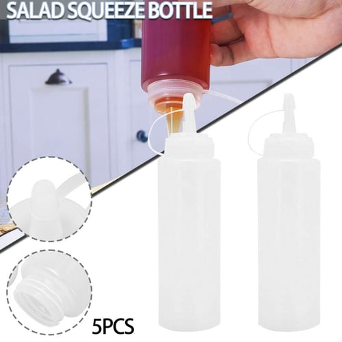 10Pcs Squeeze Bottle Set, 8oz/240ml Condiment Squeeze Bottles Squeeze  Bottles for Liquids Plastic Empty Squirt Bottle for Syrup Sauces(White)