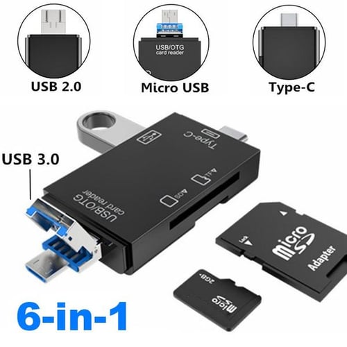 Lecteur de carte 3-en-1 multifonctionnel Usb 2.0 / type-c U Disk Tf  Micro-sd Card Reader Otg Adaptateur pour téléphone mobile