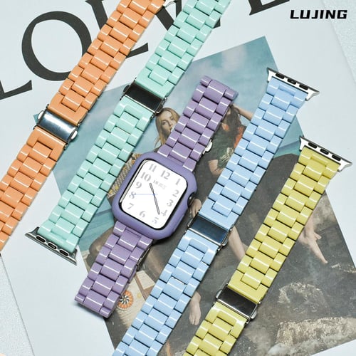 Resin Watch strap for apple watch series 8 7 SE 6 5 4 3 Ultra band 42 38mm  correa candy steel for iwatch 44mm 40 41MM 45MM 49MM - AliExpress