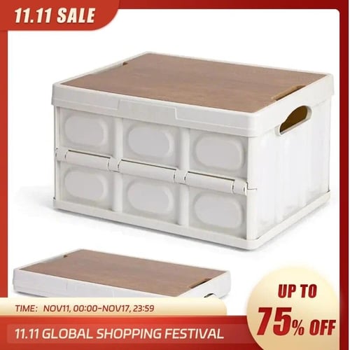 Outdoor camping folding storage box household wooden cover Car