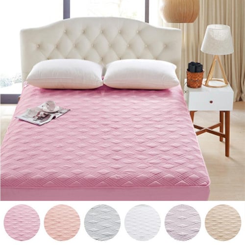 Cheap Warm Soft Crystal Velvet Fitted Bed Sheet Washable Non-slip Mattress  Cover King Queen Size Solid Color Thick Quilted Mattress Protector Bedding