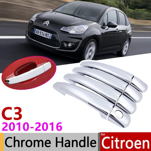 for Citroen C3 Mk2 2010~2016 Chrome Door Handle Cover Car Accessories  Stickers Trim Set 2011 2012 2013 2014 2015 VT - buy for Citroen C3 Mk2  2010~2016 Chrome Door Handle Cover Car