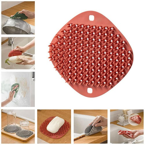 Multifunctional Silicone Dish Washing Brush Pot Pan Sponge Scrubber  Silicone Scouring Pad Wash Brushes Kitchen Cleaning