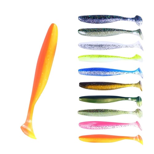10Pcs 10cm 6g Soft Fishing Lures Loach Soft Bait Soft Paddle Tail Fishing  Swimbaits Lures for Bass Trout