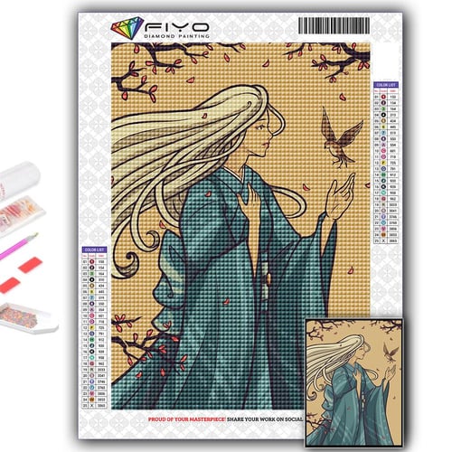 5D DIY Diamond Painting Anime Cartoon Girl Full Round Diamond Embroidery  Mosaic Rhinestone Cross Stitch Home Decoration