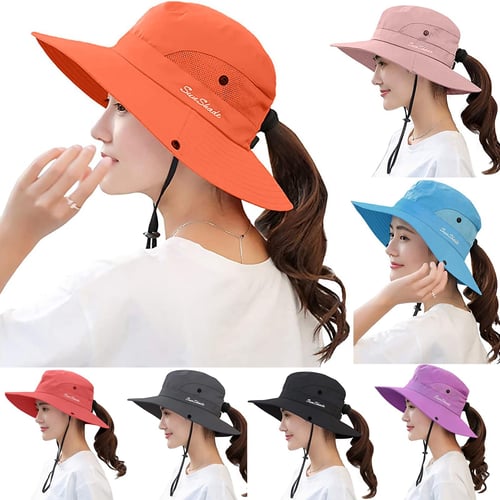 Fashion (One Size) Anti-UV Wide Brim Sun Hat Women Vacation Summer Foldable Bucket  Hat Large Brim Korean Beach Fishing Hunting Panama Visor Sun Hat