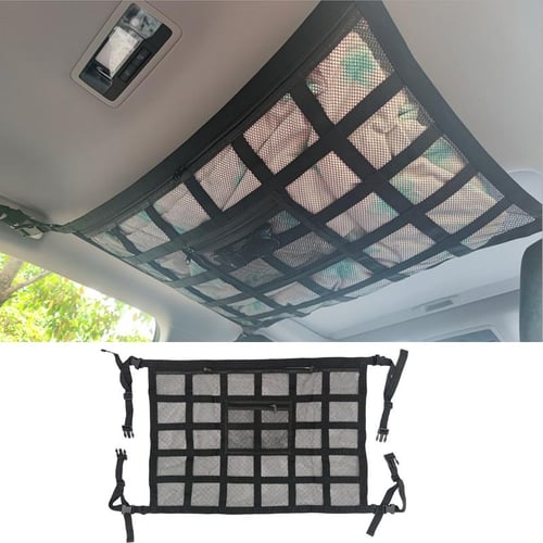 88x66cm Car Roof Ceiling Cargo Net Mesh Storage Bag Pouch Pockets For Van  SUV