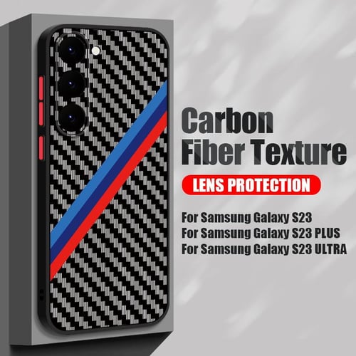 For Samsung Galaxy S24 Ultra S23+ Case Carbon Fiber Slim Cover, Screen  Protector 