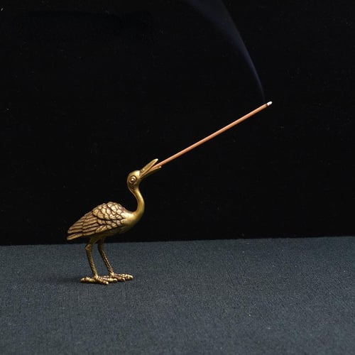 Vintage Brass Animal Crane Small Statue Lucky Home Decorations