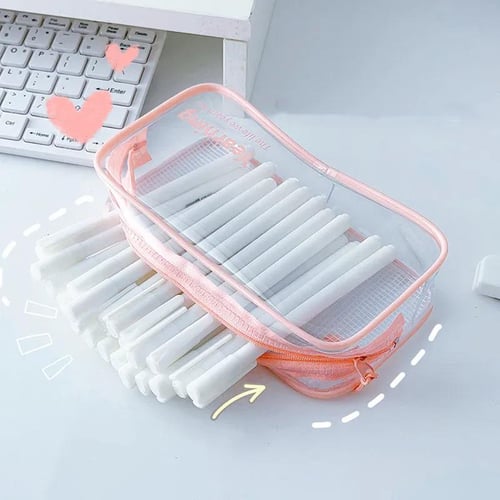 High Capacity Pencil Case Two Layer Transparent Visable Makeup