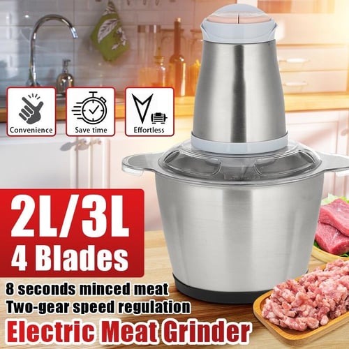 304 Stainless Steel Electric Meat Chopper Meat Grinder Mincer 2 Speeds 4  Blade 2L/3L Capacity Food Processor Cutter Meat Slicer