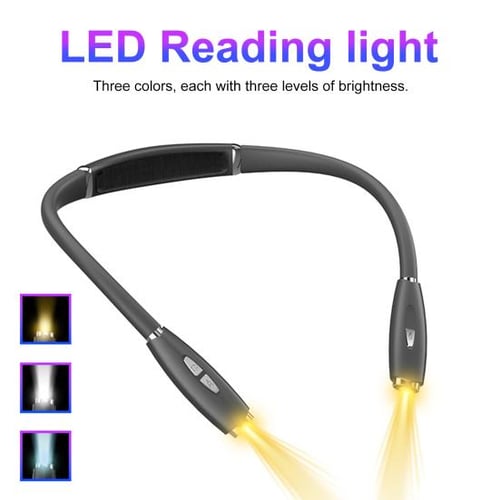 Rechargeable LED Book Light, Neck Hug Reading Lights for reading in Bed,  Hand-Free Super Flexible, 3 Adjustable Brightness Levels, Perfect for