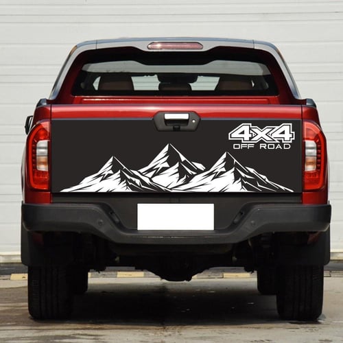 4PCS Car Stickers 4X4 Off Road(40*10cm)+Mountain Graphic Decal(190*50cm)  Sticker for Car Truck Exterior Accessories Black