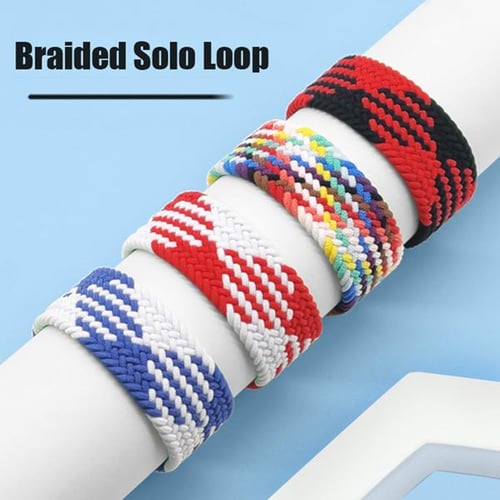 Braided Solo Loop for Apple Watch Band 44mm 40mm 45mm 41mm 38mm 42mm  Elastic Nylon Belt Bracelet iWatch Serie 3 4 5 SE 6 7 -Atlantic Blue