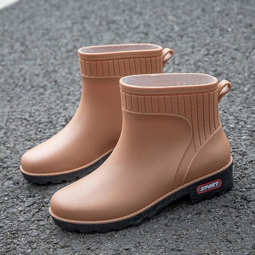 Fashion Rain Boots Pointed Toe Women Rubber Boots Slip on Ankle
