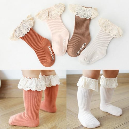 Baby Toddler Girls Cotton Knee High Socks Tights Leg Warmer Stockings For  0-3Y