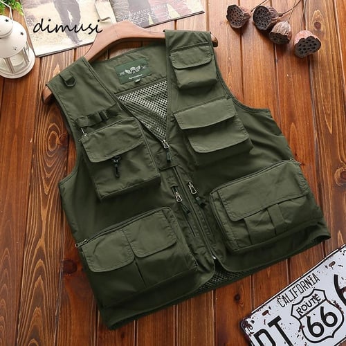 Unloading Men's Vest Tactical Webbed Gear Coat Summer Photographer Waistcoat Tool Many Pocket Mesh Work Sleeveless Jacket male