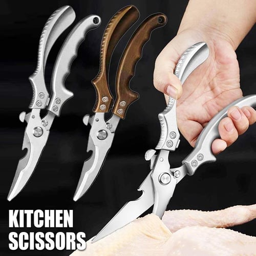1pc Stainless Steel Kitchen Food Scissors, Multifunctional Strong Bone  Shears For Fish, Chicken Etc.