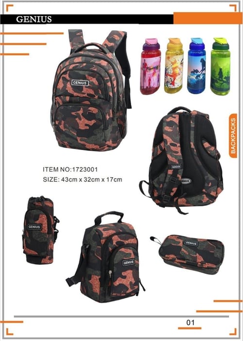Genius, School Bag, Set Of Pcs, 17