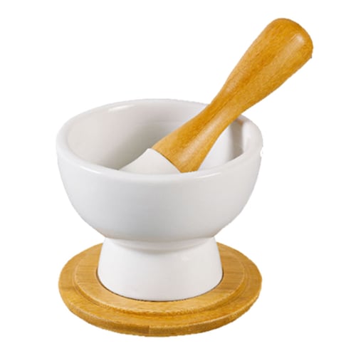 Mortar and Pestle Set with Bamboo Base