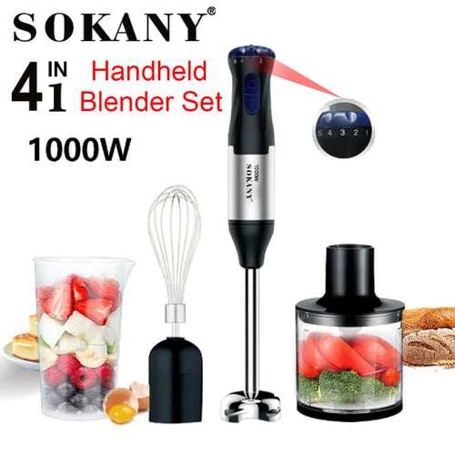 Immersion Blender Handheld, 500W 4 in 1 Hand Mixer Stick Blender with 304  Stainless Steel Blade, Food Processor, Beaker and Egg Whisk,BPA-Free, for