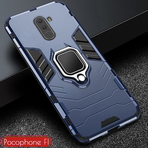 For Pocophone F1 Case Armor PC Cover Finger Ring Holder Phone Case