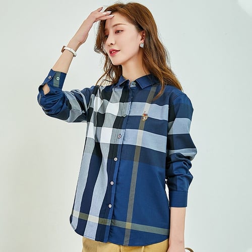 Long sleeve polo womens checkered store